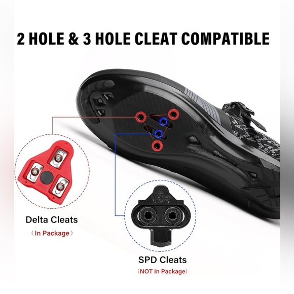 Unisex Black Cycling Shoes Compatible with Delta Cleats  Indoor/Outdoor/Peleton - Picture 12 of 15